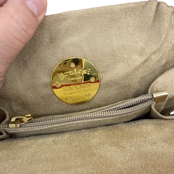 Pratesi Firenze Red Croc Embossed Leather Crossbody Bag Gold Chain Made In Italy - Picture 3 of 9